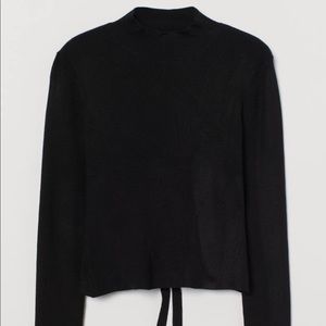 Open Back Mock Turtleneck w/ Tie Detail